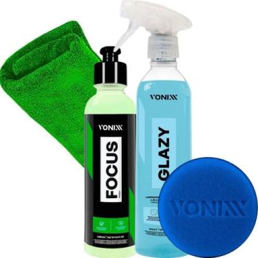 Imagem de Kit Polidor Focus Remove Chuva Ácida Limpa Vidros Glazy Reduz Atrito V