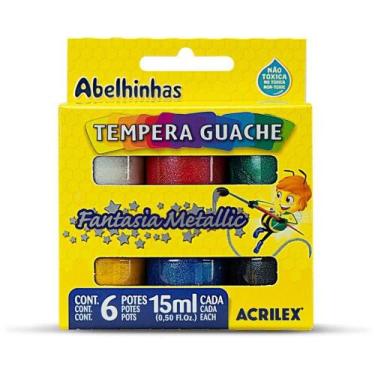 Imagem de Tinta Guache 015ML 06 Cores Fantasia Metallic PCT.C/06 - Acrilex