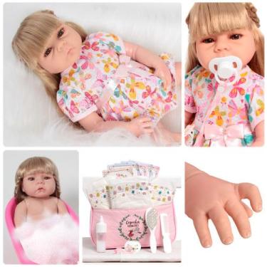 Imagem de Bebê Reborn Boneca Realista Loira Conjunto Borboleta Bolsa - Cegonha R