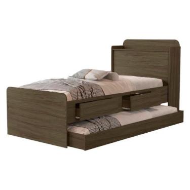 Imagem de Bicama Solteiro 2 Gavetas 220X98 cm Com Bau E Cama Auxiliar MDF Decmad