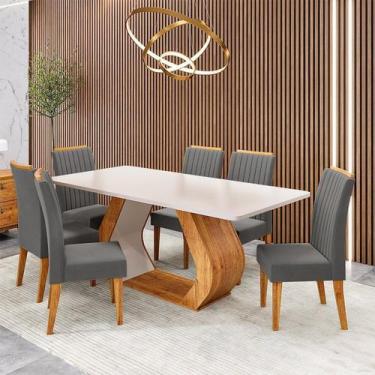 Imagem de Conjunto Sala de Jantar 6 Lugares Retangular Tampo em Mdf Voithy - Vie