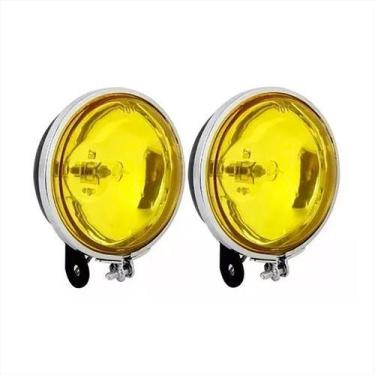 Imagem de Par Farol De Milha Auxiliar Fusca 50/86 Itamar Amarelo 90mm - Sem Marc