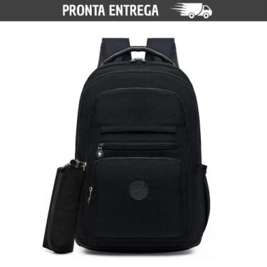 Imagem de Mochila Escolar de Nylon Feminina Reforçada + Estojo Impermeável Compa