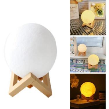 Imagem de Abajur lua cheia 3d led luminaria de mesa sem fio luz noturna infantil