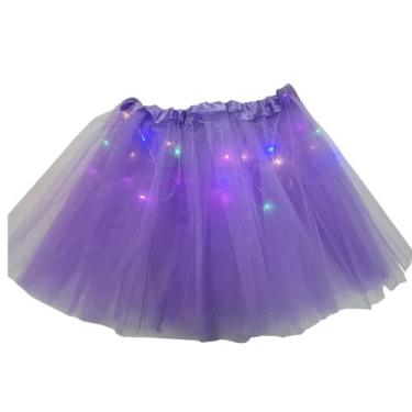 Imagem de Saia Tule Iluminada LED 30cm Festa - Dreaminbox, Roxo