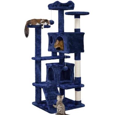 Imagem de Arranhador para Gatos Yaheetech Torre de 137 cm com Condomínio e Poste