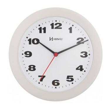 Imagem de Relógio Parede Redondo Herweg 6103 021 Branco 21cm Quartz