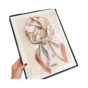 Imagem de Lenço Quadrado De Seda Macia 70x70cm Para Mulheres, Estampa Fashion, F