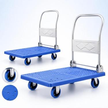 Imagem de Kit 2 Carrinhos Plataforma De Carga Reforçado Dobrável 300kg - Onetool