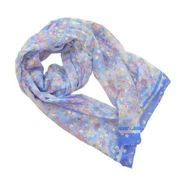 Imagem de Lenço Retangular Floral 180 cm e Detalhes Dourados - - Pistache Acessó