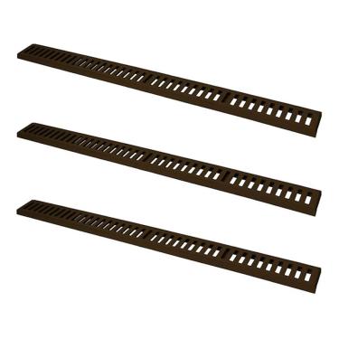 Imagem de Kit 3 Ralo Grelha Linear 3297X3GDA Captação de Aguas Pluviais com Caixilho Marrom GDA Industria e Distribuidora