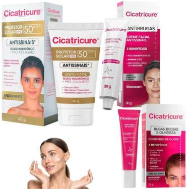 Imagem de Kit Cicatricure Tratamento Facial Antissinais Protetor Solar FPS50 Con