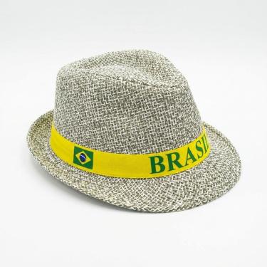 Imagem de Chapéu Malandrinho Palha Trançada Fita Brasil Mesclado