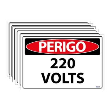 Imagem de Combo 6 Placas De Sinalização Perigo 220 Volts 30x20 Ecom IA - SP74 F9