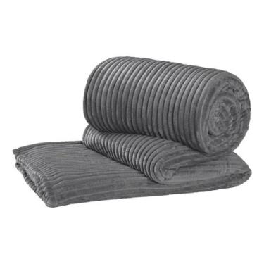 Imagem de Manta Cobertor Microfibra Flannel Queen (2.20m x 2.40m) Cinza Platinum