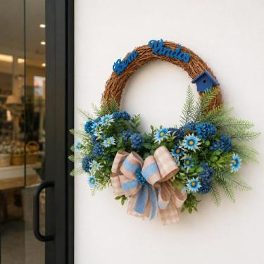Imagem de Guirlanda Bem-vindo Decoração Casa Flores Artificial De 40cm - Genéric