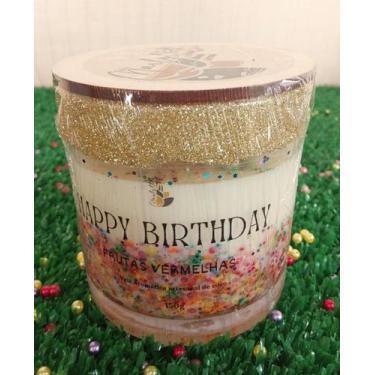 Imagem de Vela Aromática Artesanal bolo de aniversário frutas Vermelhas 150g col