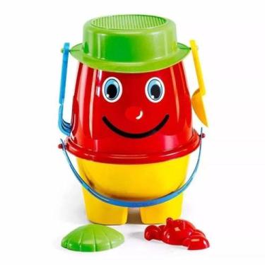 Imagem de Brinquedo Infantil Balde De Praia Divertido Boneco Poliplac