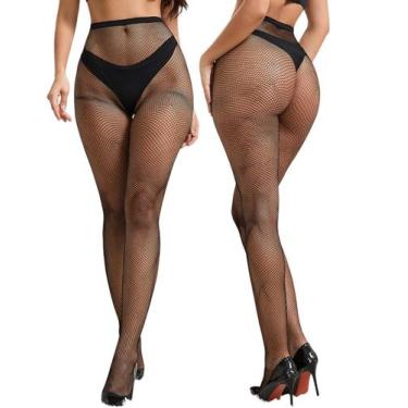 Imagem de Meia Calça Arrastão Bordada Sensual Fantasia Transparente Sexy - Zee R