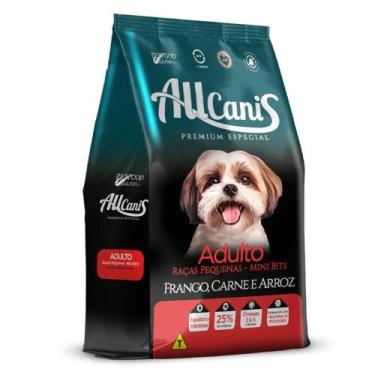 Imagem de Ração Allcanis para Cães Adultos de Raças Pequenas Sabor Frango, Carne