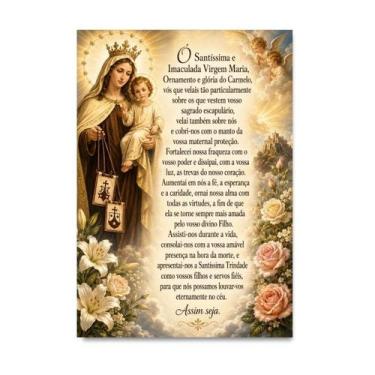 Imagem de Placa Decorativa Oração Nossa Senhora do Carmo 30x42cm - Quadro Decora