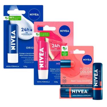 Imagem de Kit Nivea Hidratante Labial Hidra Color Coral 4,8g + Hidratante Labial