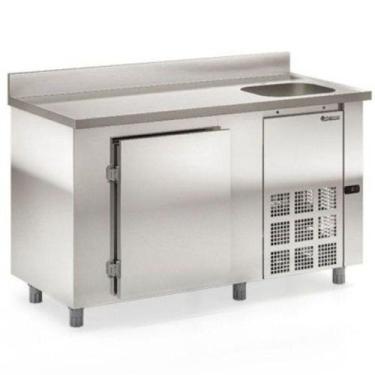 Imagem de Balcão de Encosto GBFE150CD 347L com Pia e Refrigeração Ar Forçado Ino