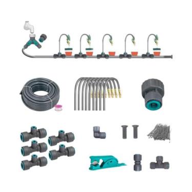Imagem de Kit De Pulverização Flexível Em Latão Cinza Ajustável Com Conexão Rápi
