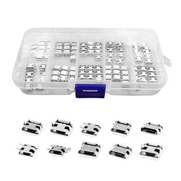 Imagem de harayaa Porta conector de soquete fêmea micro USB de 5 pinos - 10 modelos cada 5 peças com caixa