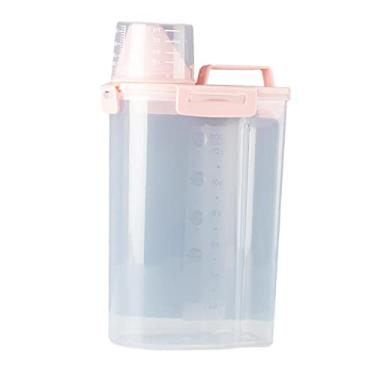 Imagem de Serenable Tigela de Comida de de Comida de Alimentador de Gato Balde Recipiente de Ração para Animais de Estimação Barril de Armazenamen, rosa grande