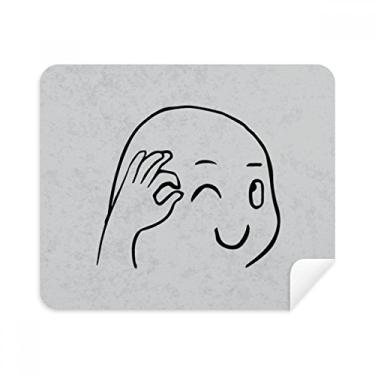 Imagem de OK Gestures Cute Wink Pano de limpeza preto Feliz limpador de tela 2 peças Tecido de camurça