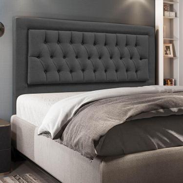 Imagem de Cabeceira Turquesa Cama Box King 195cm Linho Grafite