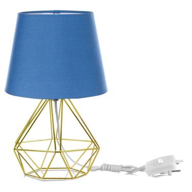 Imagem de Abajur Diamante Dome Azul Com Aramado Dourado