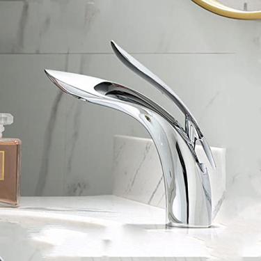 Imagem de Torneira de banheiro de luxo torneira de bacia de cachoeira de ouro rosa único furo torneira de água fria e quente torneira de bacia torneira misturadora torneira de pia, 3, china