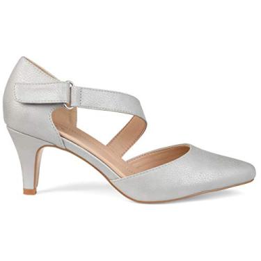 Imagem de Brinley Co. Sapatilha feminina Tassi Comfort-Sole D'Orsay com tiras cruzadas, Prata, 6