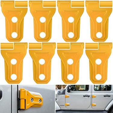 Imagem de Capa de dobradiça de porta acabamento acessórios exteriores decoração para Jeep Wrangler JL JLU Sport Sahara Freedom Rubicon Unlimited & Gladiator JT 2 portas e 4 portas (amarelo 8 peças)