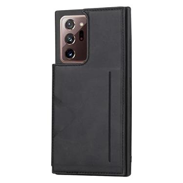 Imagem de zhouye Capa carteira para Samsung Galaxy S22/S22 Plus/S22 Ultra, capa fina de couro PU com porta-cartões suporte fecho magnético duplo durável à prova de choque capa fólio, preta, S22 6,1 polegadas