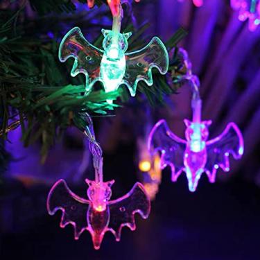 Imagem de Tingpai Luzes de cordas de Halloween 20 pés 40 LEDs em forma de morcego deco tiva du das luzes à prova d'água luz colorida ope da por bateria luz assustado pa festa