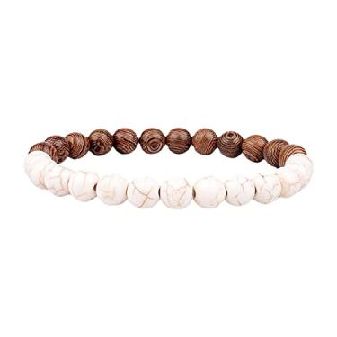 Imagem de Pulseira de pedra vulcânica para homens pulseira de contas de madeira vulcânica de 8 mm corrente de pulso Buda tibetano mulheres homens joias presente novas pulseiras (V)