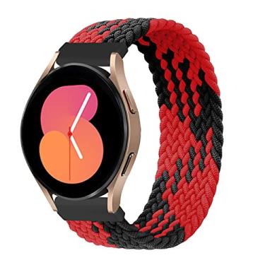 Imagem de 20mm pulseira de Nylon Ajustáveis Compatível com Samsung Galaxy Watch 4 40mm 44mm/4 Classic 42mm 46mm/3 41mm/Active 2/Gear S2,Bandas elástica Compatíveis com Huawei Watch 2/2 Pro,Preto Vermelho