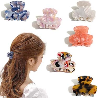 Imagem de 6 peças vintage pequenos grampos de garra de cabelo para mulheres meninas mini tartaruga grampos de cabelo estilo francês grampos de garra de cabelo acetato de celulose estampa de leopardo pegadores de cabelo cores sortidas