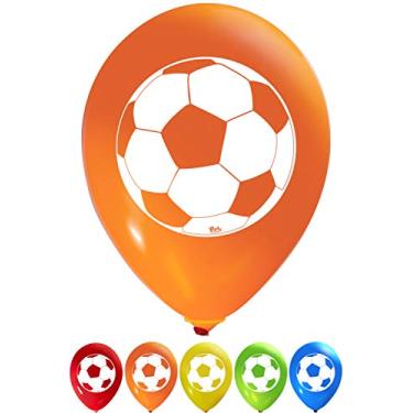 Imagem de Balões de bola de futebol – Látex de 30,5 cm – Impressão nos dois lados (16 unidades) para festas de aniversário ou qualquer outro evento – Encha com ar ou hélio