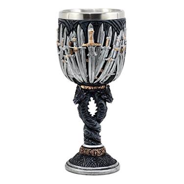 Imagem de Ebros Dragões torcidos medievais trono de ferro lenda das espadas cálice de vinho cálice masmorras e dragão renascentista drogon elixir da vida lâminas de aço valyriano acessório temático GOT decoração de festa