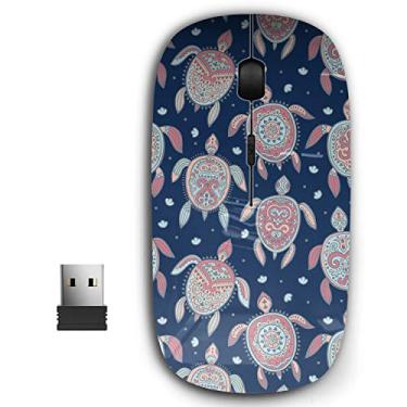 Imagem de Mouse sem fio USB ergonômico portátil 2,4 G para PC, laptop, computador, notebook com nano receptor (Tartaruga tribal)