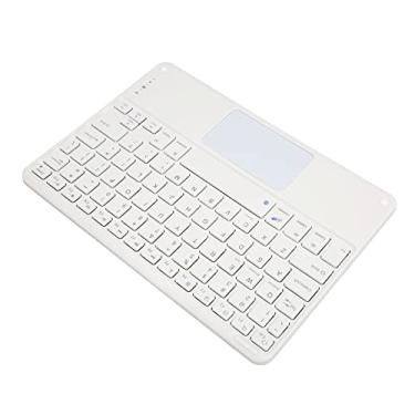 Imagem de Teclado Bluetooth, Teclado Sem Fio Ultrafino 78 Teclas Leve e Portátil Com Touchpad para Tablets (Branco)