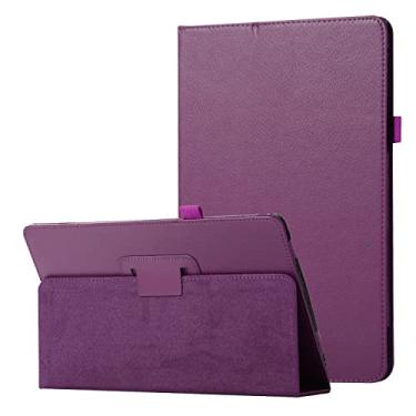 Imagem de Capa do caso da tabuleta. Texture couro tablet case para Sony Xperia Z1 Slim Foldo Foldo Protetor Folio Protetor à prova de choque de tampa traseira com suporte (Color : Purple)