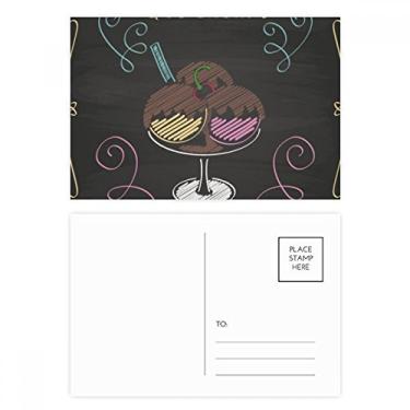 Imagem de Conjunto de três cartões postais de bola de sorvete de chocolate doce cartão de agradecimento