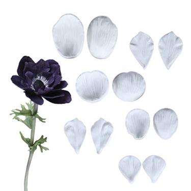 Imagem de Molde de silicone anêmona pasqueflower pétala floral molde de veio para todos os fins para folhas de flores de goma para decoração de bolos, chocolate, artesanato de açúcar, decoração de bolo, argila