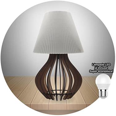 Imagem de Abajur Luminaria Decoração sala Quarto Casal Escritório Moderno Base MDF - Modelo gota