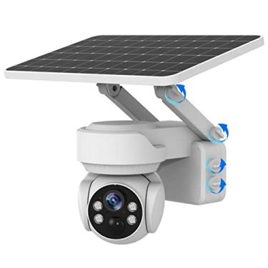 Imagem de Câmeras de segurança sem fio ao ar livre com painel solar recarregável bateria alimentada por câmera WiFi com visão noturna colorida 2-way talk detecção de movimento IP66 impermeável